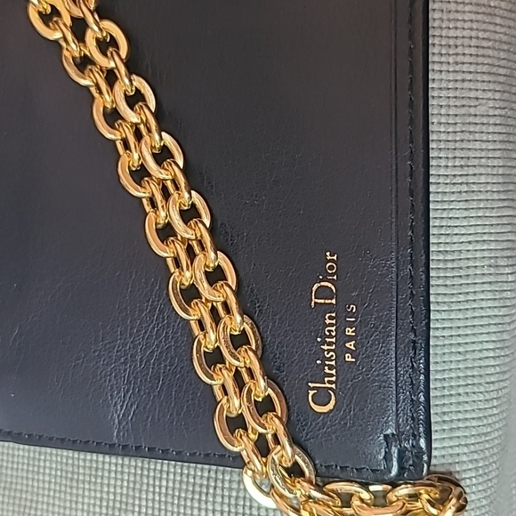 DIOR VINTAGE 90'S FOLIO CD MARK LONG WALLET NAVY LEATHER/RED INTERIOR/GOLD HRDWR - Picture 4 of 17